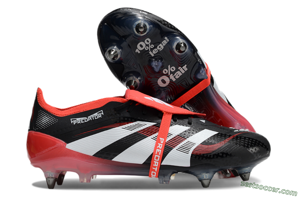 Adidas Predator 25 Elite Foldover Tongue SG Low-Tops Soccer Cleats - Black/White/Red 0