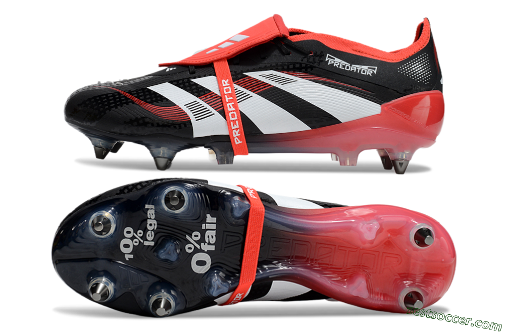 Adidas Predator 25 Elite Foldover Tongue SG Low-Tops Soccer Cleats - Black/White/Red 1