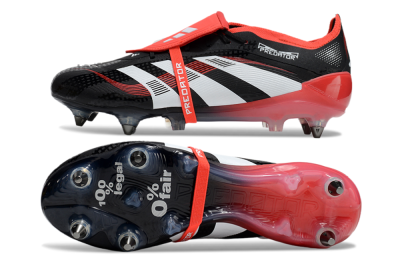 Adidas Predator 25 Elite Foldover Tongue SG Low-Tops Soccer Cleats - Black/White/Red