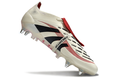 Adidas Predator 25 Elite Foldover Tongue SG Low-Tops Soccer Cleats - White/Black/Red