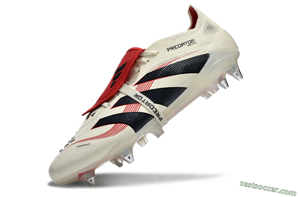 Adidas Predator 25 Elite Foldover Tongue SG Low-Tops Soccer Cleats - White/Black/Red 5
