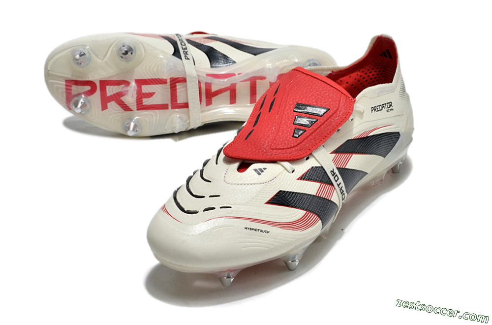 Adidas Predator 25 Elite Foldover Tongue SG Low-Tops Soccer Cleats - White/Black/Red 3