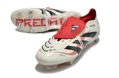 Adidas Predator 25 Elite Foldover Tongue SG Low-Tops Soccer Cleats - White/Black/Red