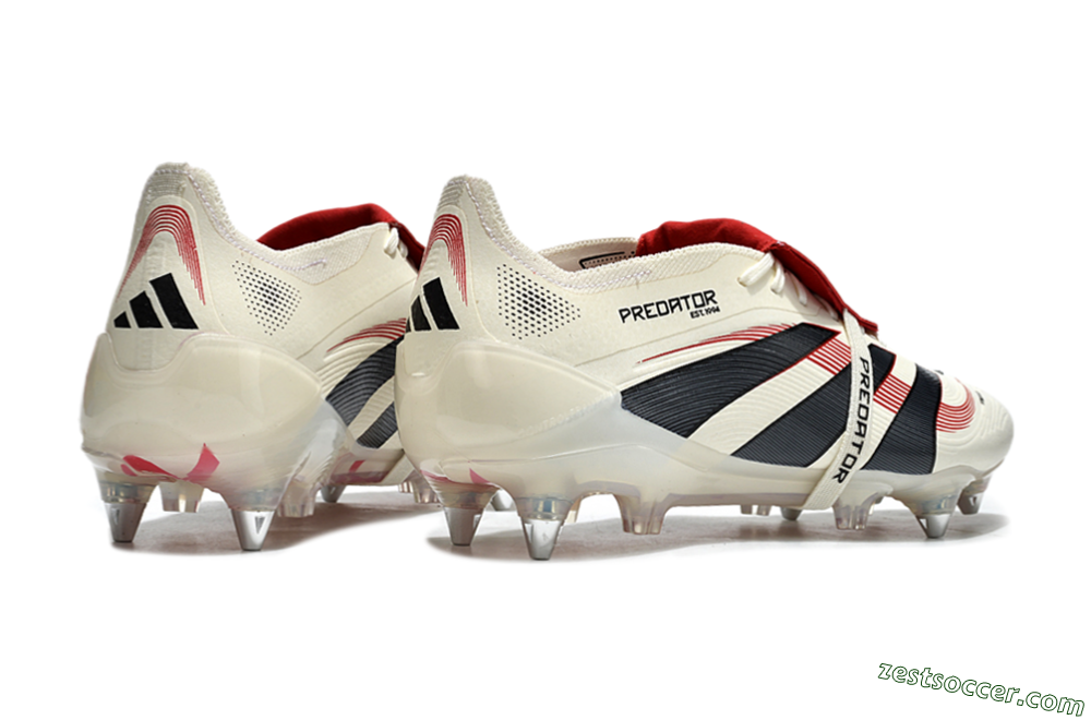 Adidas Predator 25 Elite Foldover Tongue SG Low-Tops Soccer Cleats - White/Black/Red 6