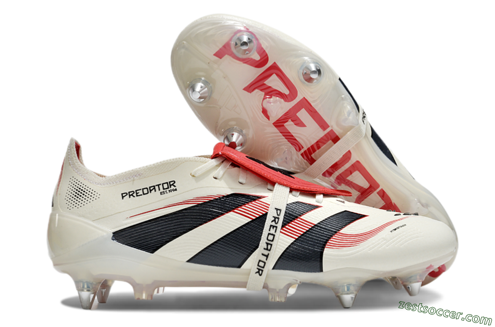 Adidas Predator 25 Elite Foldover Tongue SG Low-Tops Soccer Cleats - White/Black/Red 0