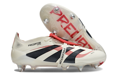 Adidas Predator 25 Elite Foldover Tongue SG Low-Tops Soccer Cleats - White/Black/Red