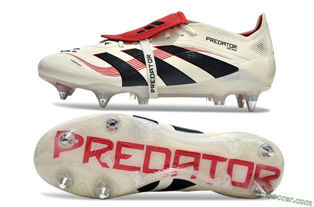 Adidas Predator 25 Elite Foldover Tongue SG Low-Tops Soccer Cleats - White/Black/Red 1