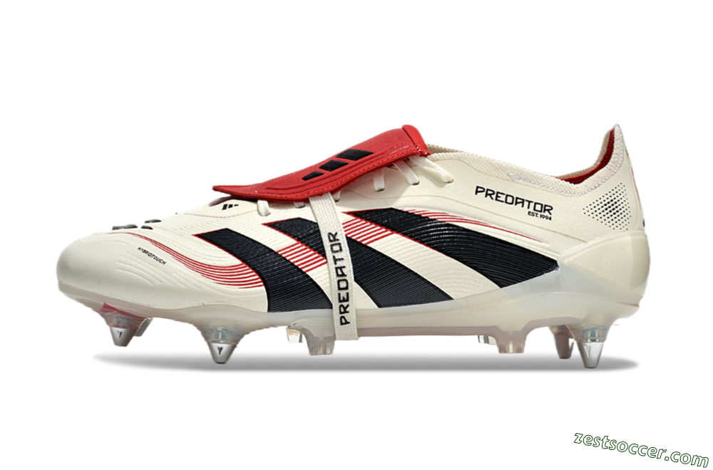 Adidas Predator 25 Elite Foldover Tongue SG Low-Tops Soccer Cleats - White/Black/Red 2