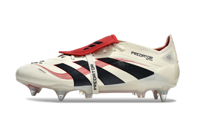 Adidas Predator 25 Elite Foldover Tongue SG Low-Tops Soccer Cleats - White/Black/Red