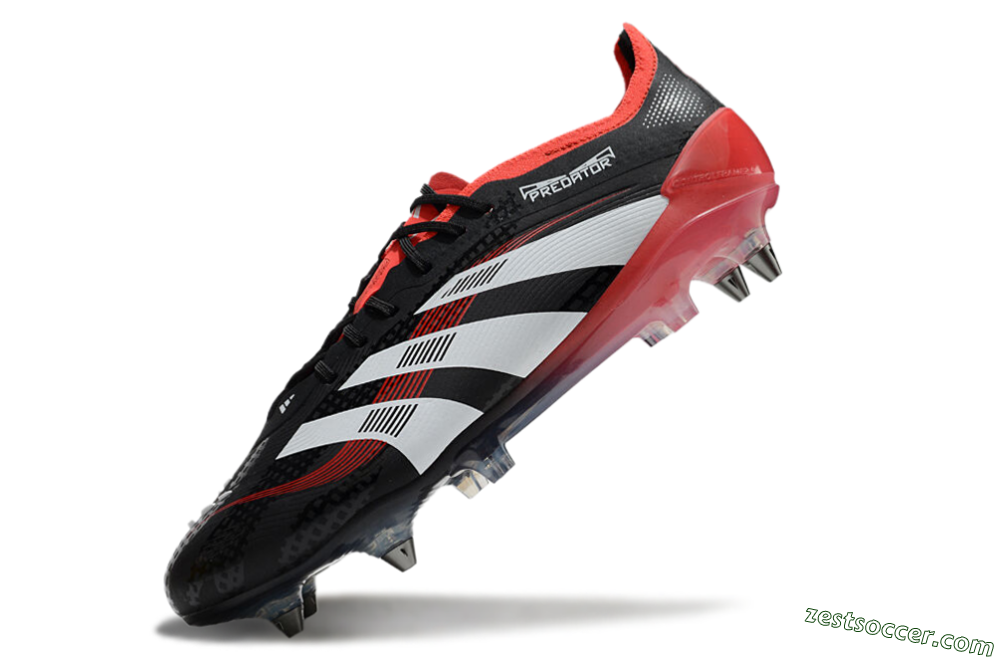 Adidas Predator 25 Elite SG Low-Tops Soccer Cleats - Black/White/Red 5
