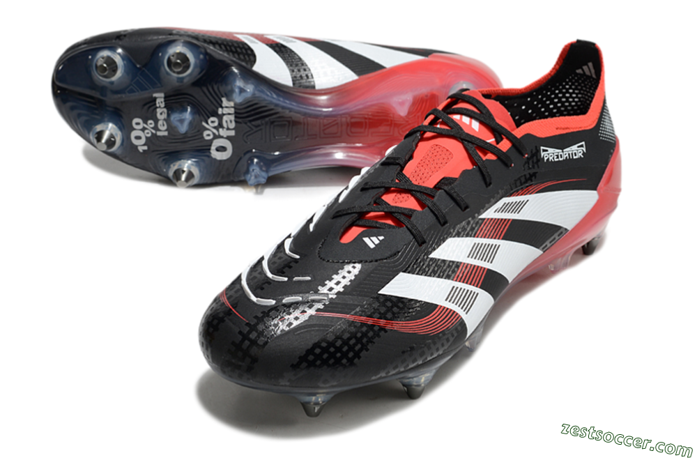 Adidas Predator 25 Elite SG Low-Tops Soccer Cleats - Black/White/Red 3
