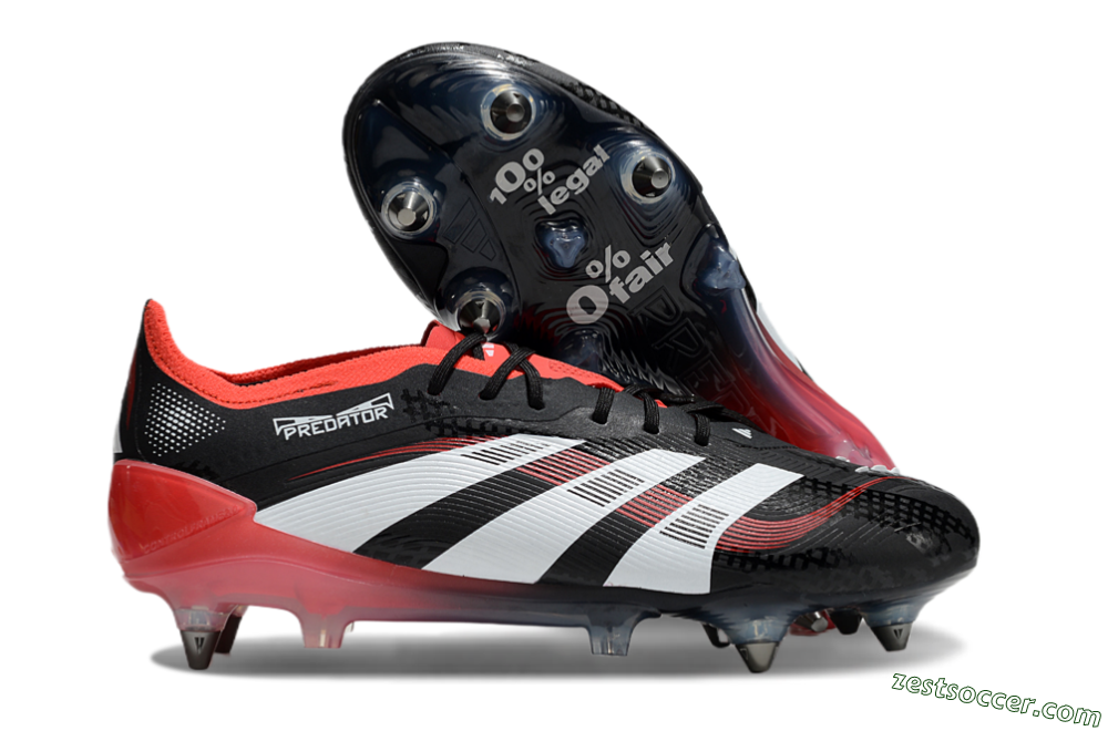 Adidas Predator 25 Elite SG Low-Tops Soccer Cleats - Black/White/Red 0