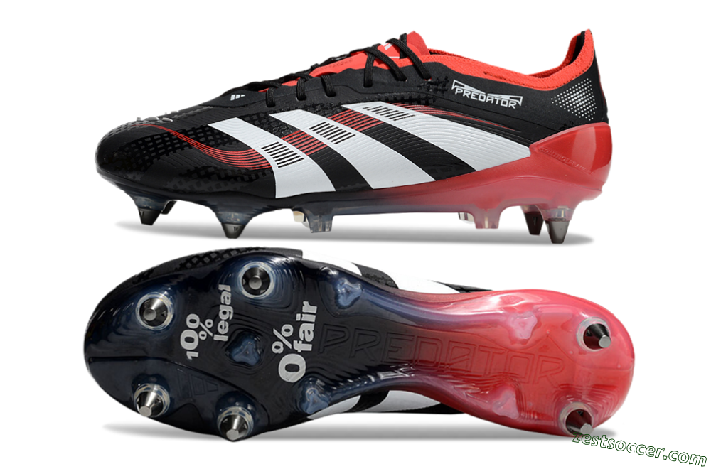 Adidas Predator 25 Elite SG Low-Tops Soccer Cleats - Black/White/Red 1