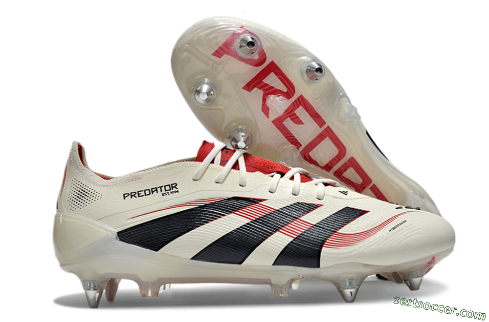 Adidas Predator 25 Elite SG Low-Tops Soccer Cleats - White/Black/Red 0