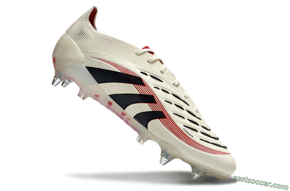 Adidas Predator 25 Elite SG Low-Tops Soccer Cleats - White/Black/Red 4