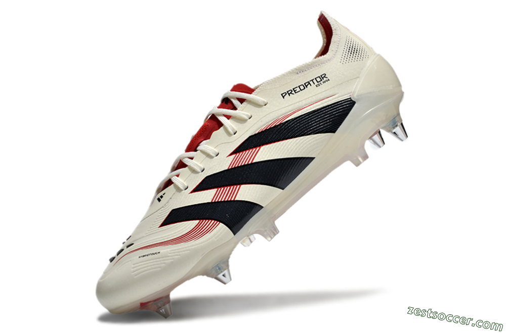 Adidas Predator 25 Elite SG Low-Tops Soccer Cleats - White/Black/Red 5