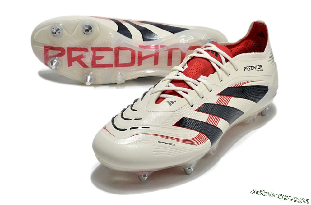 Adidas Predator 25 Elite SG Low-Tops Soccer Cleats - White/Black/Red 3