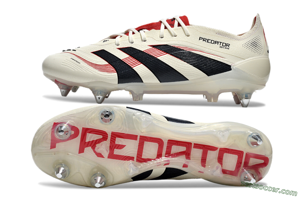 Adidas Predator 25 Elite SG Low-Tops Soccer Cleats - White/Black/Red 1