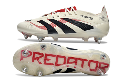 Adidas Predator 25 Elite SG Low-Tops Soccer Cleats - White/Black/Red