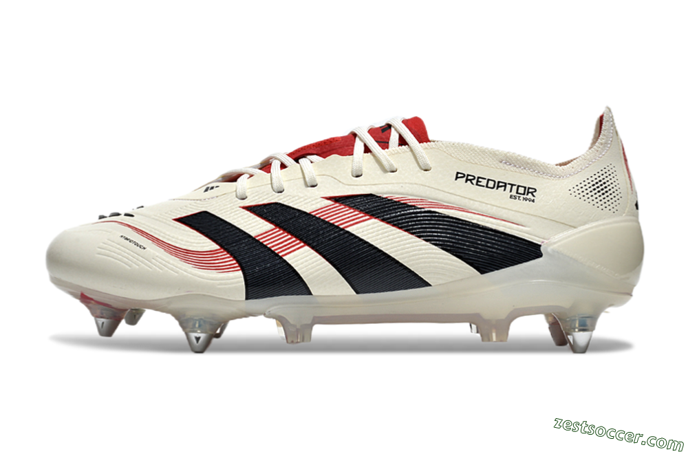 Adidas Predator 25 Elite SG Low-Tops Soccer Cleats - White/Black/Red 2