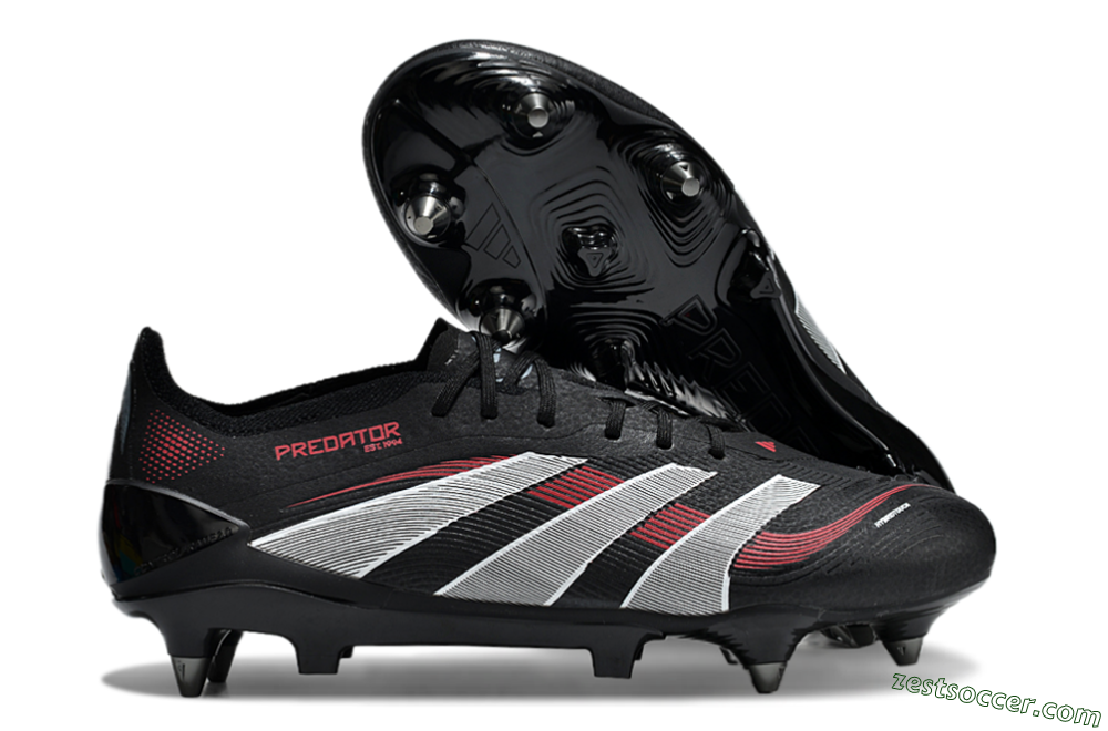 Adidas Predator 25 Elite SG Low-Tops Soccer Cleats - Black/White/Red 0