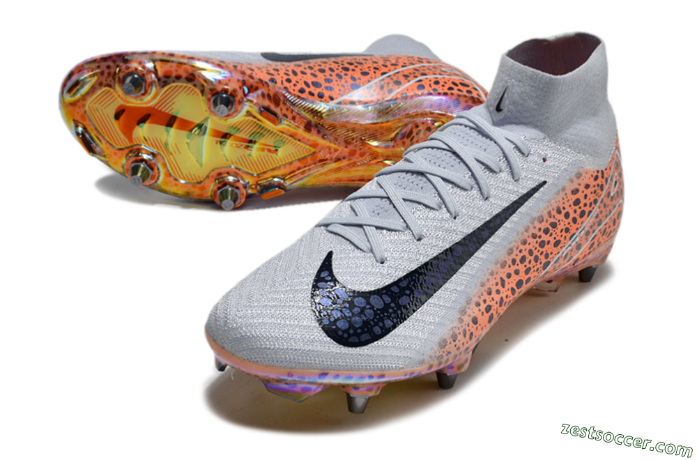 Nike Air Zoom Mercurial Superfly 10 Elite SG High-Tops Soccer Cleats - Grey/Black/Leopard 3