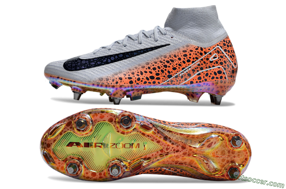 Nike Air Zoom Mercurial Superfly 10 Elite SG High-Tops Soccer Cleats - Grey/Black/Leopard 1