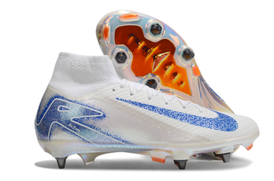 Nike Air Zoom Mercurial Superfly 10 Elite SG High-Tops Soccer Cleats - Beige/White/Blue