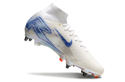 Nike Air Zoom Mercurial Superfly 10 Elite SG High-Tops Soccer Cleats - Beige/White/Blue