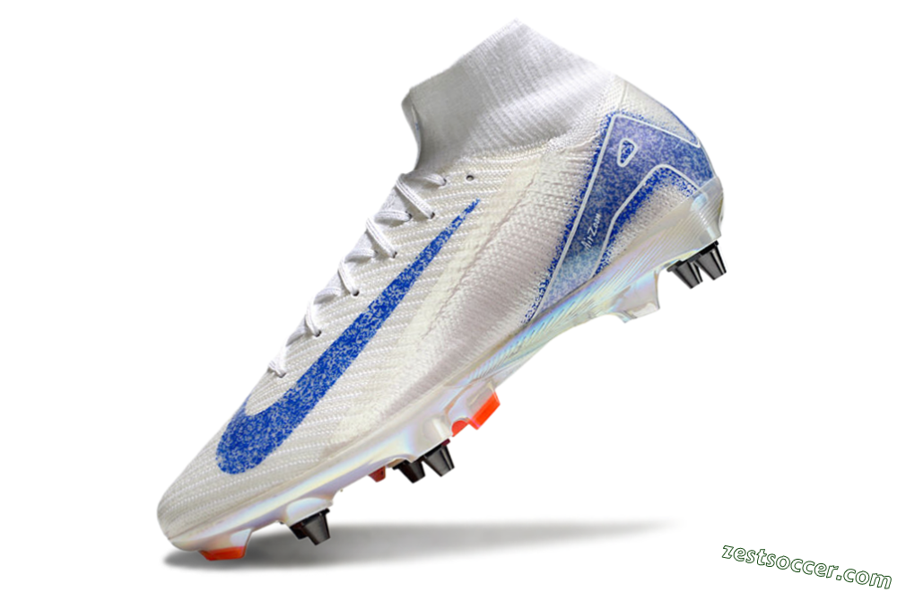 Nike Air Zoom Mercurial Superfly 10 Elite SG High-Tops Soccer Cleats - Beige/White/Blue 5