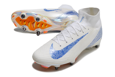 Nike Air Zoom Mercurial Superfly 10 Elite SG High-Tops Soccer Cleats - Beige/White/Blue