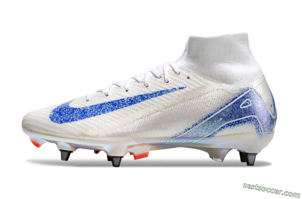 Nike Air Zoom Mercurial Superfly 10 Elite SG High-Tops Soccer Cleats - Beige/White/Blue 2