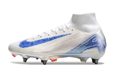 Nike Air Zoom Mercurial Superfly 10 Elite SG High-Tops Soccer Cleats - Beige/White/Blue