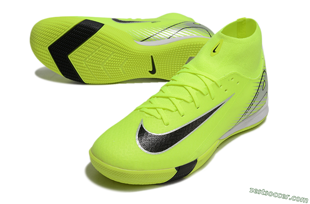 Nike Air Zoom Mercurial Superfly 10 Academy IC High-Tops Soccer Shoes - Yellow/Black/Silver 3