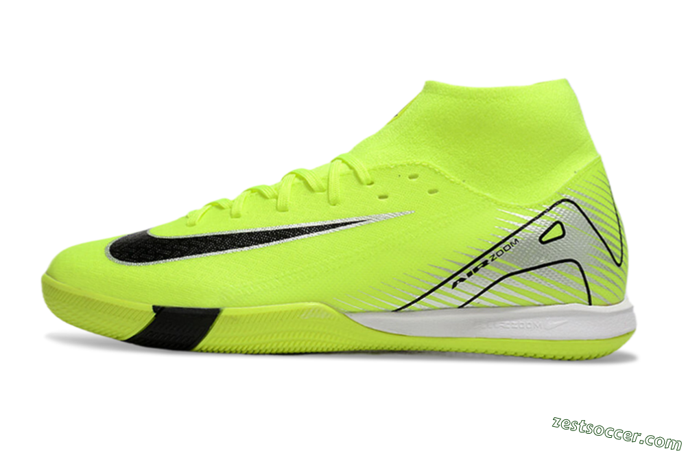 Nike Air Zoom Mercurial Superfly 10 Academy IC High-Tops Soccer Shoes - Yellow/Black/Silver 2