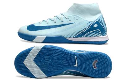 Nike Air Zoom Mercurial Superfly 10 Academy IC High-Tops Soccer Shoes - Jade/Blue/White
