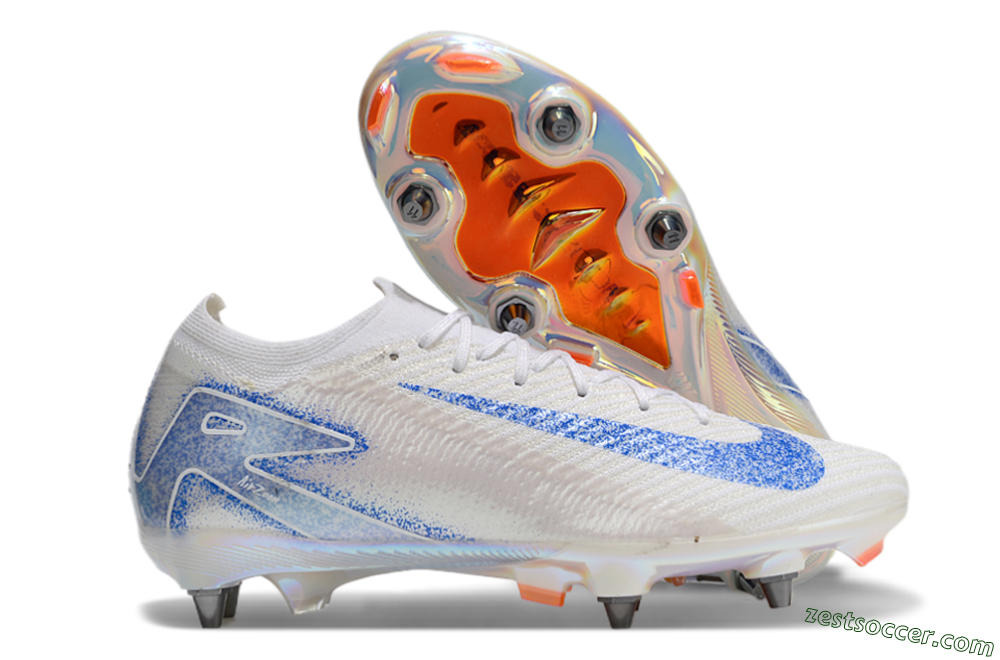 Nike Air Zoom Mercurial Vapor 16 Pro SG Low-Tops Soccer Cleats - Beige/White/Blue 0
