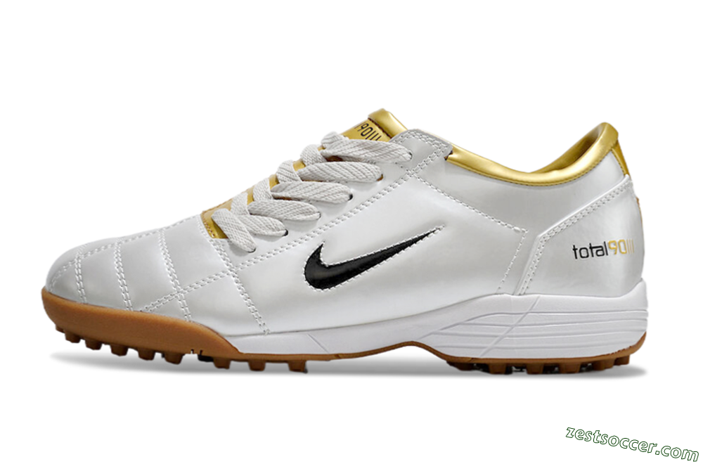 Nike Total 90 II TF Low-Tops Soccer Shoes - Silver/Black/Gold 2