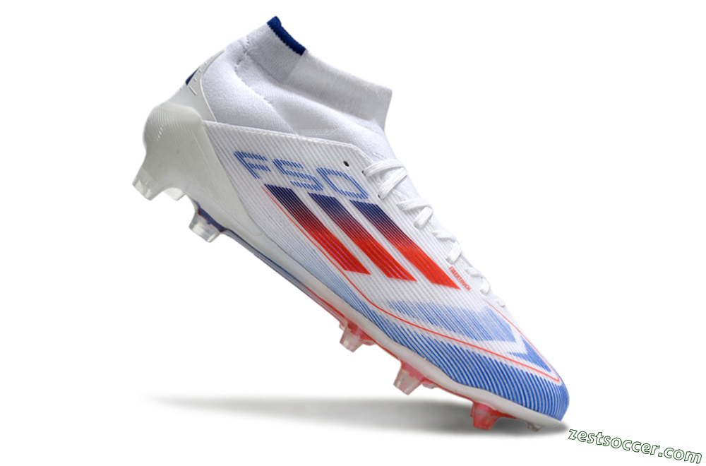Adidas F50 Elite Mid FG High-Tops Soccer Cleats - White/Red/Blue 4