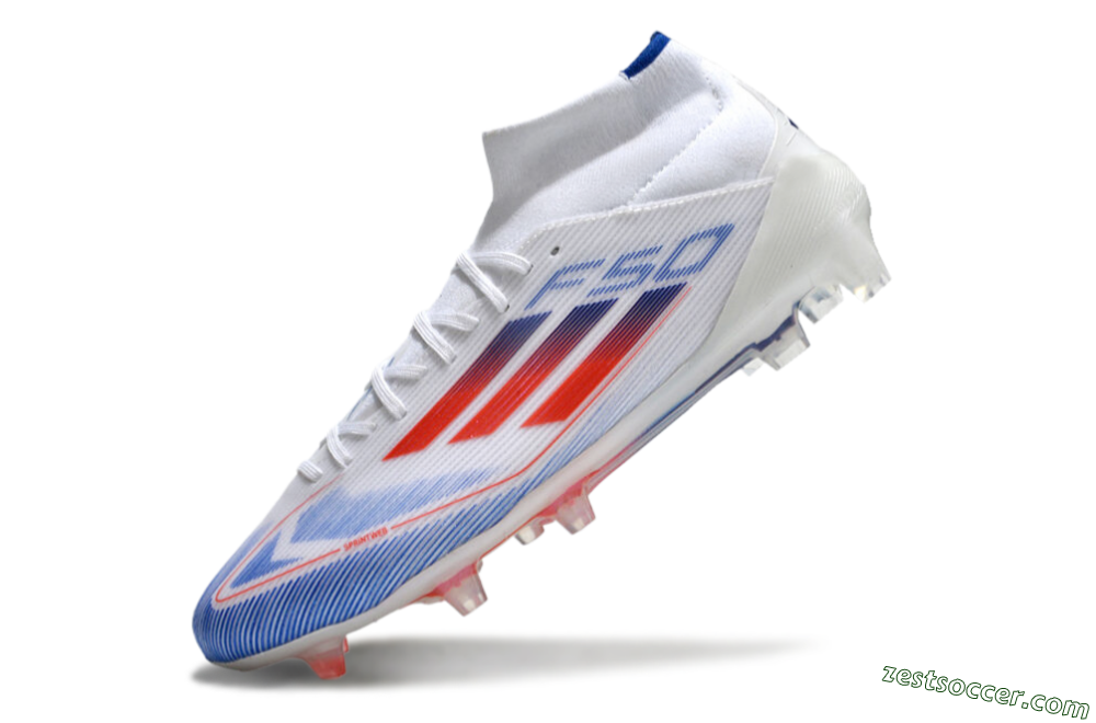 Adidas F50 Elite Mid FG High-Tops Soccer Cleats - White/Red/Blue 5