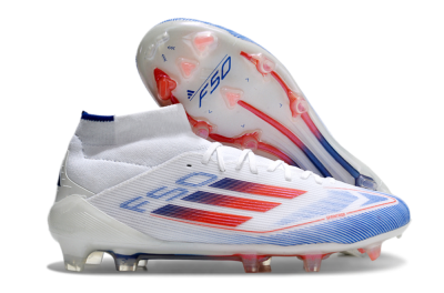 Adidas F50 Elite Mid FG High-Tops Soccer Cleats - White/Red/Blue