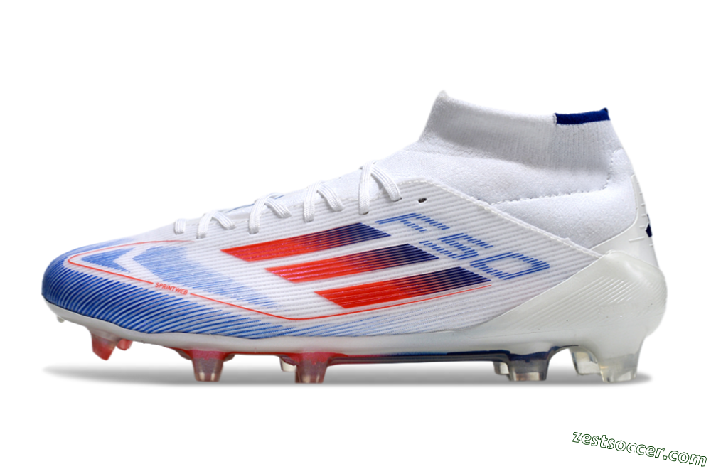 Adidas F50 Elite Mid FG High-Tops Soccer Cleats - White/Red/Blue 2
