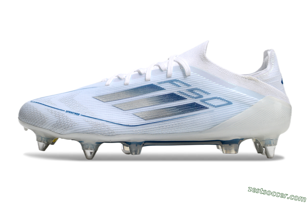 Adidas F50 Elite SG Low-Tops Soccer Cleats - White/Silver/Blue 2