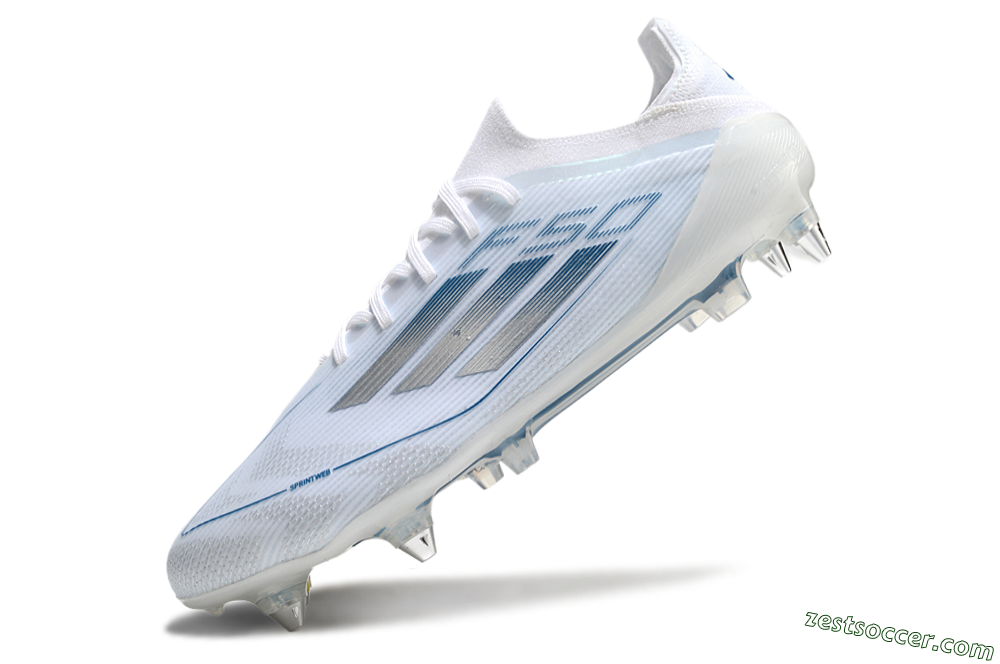 Adidas F50 Elite SG Low-Tops Soccer Cleats - White/Silver/Blue 5