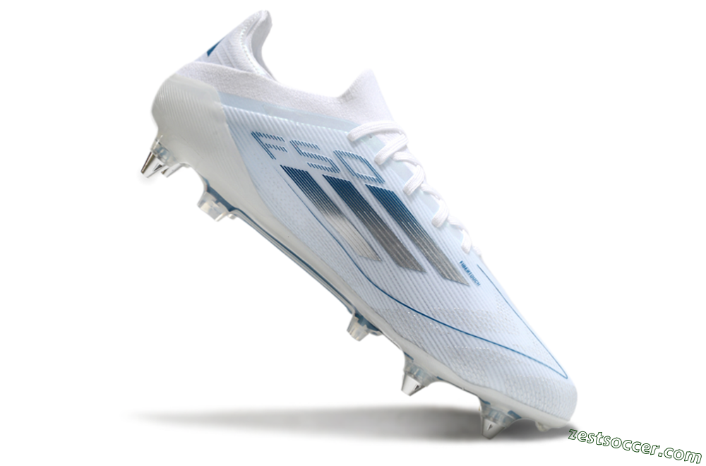 Adidas F50 Elite SG Low-Tops Soccer Cleats - White/Silver/Blue 4