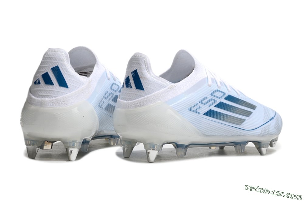 Adidas F50 Elite SG Low-Tops Soccer Cleats - White/Silver/Blue 6
