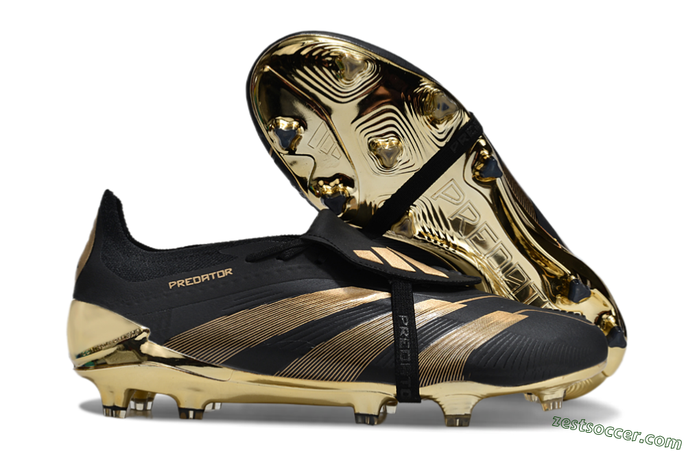 Adidas Predator Elite Foldover Tongue FG Low-Tops Soccer Cleats - Black/Gold 0