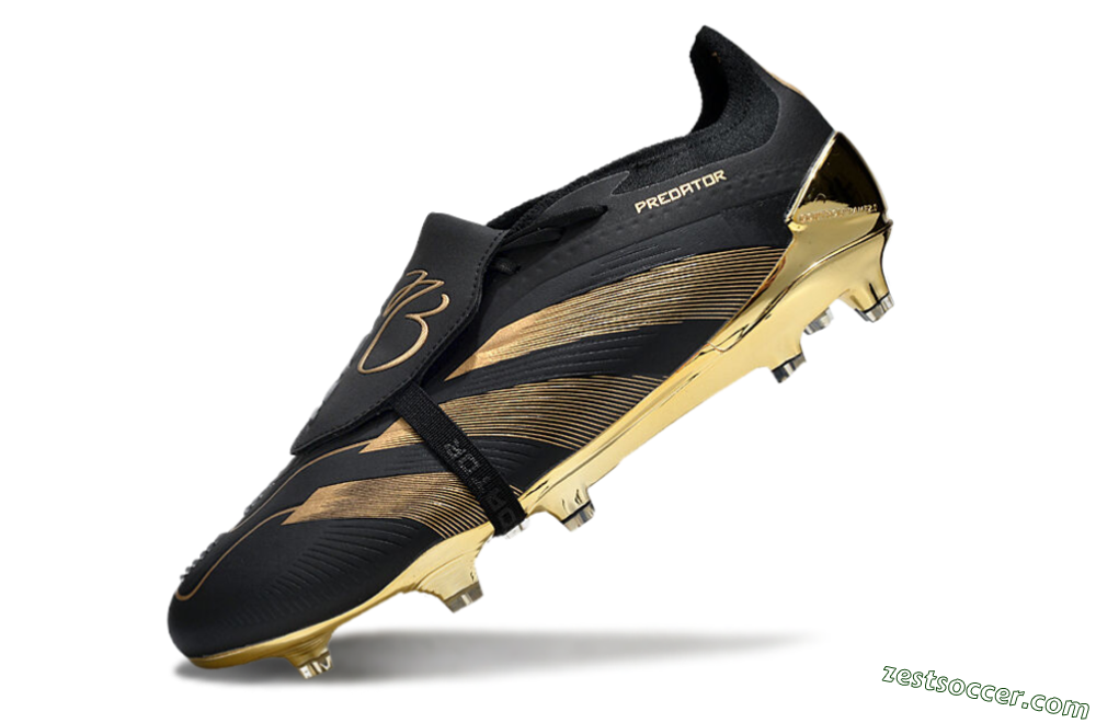 Adidas Predator Elite Foldover Tongue FG Low-Tops Soccer Cleats - Black/Gold 5