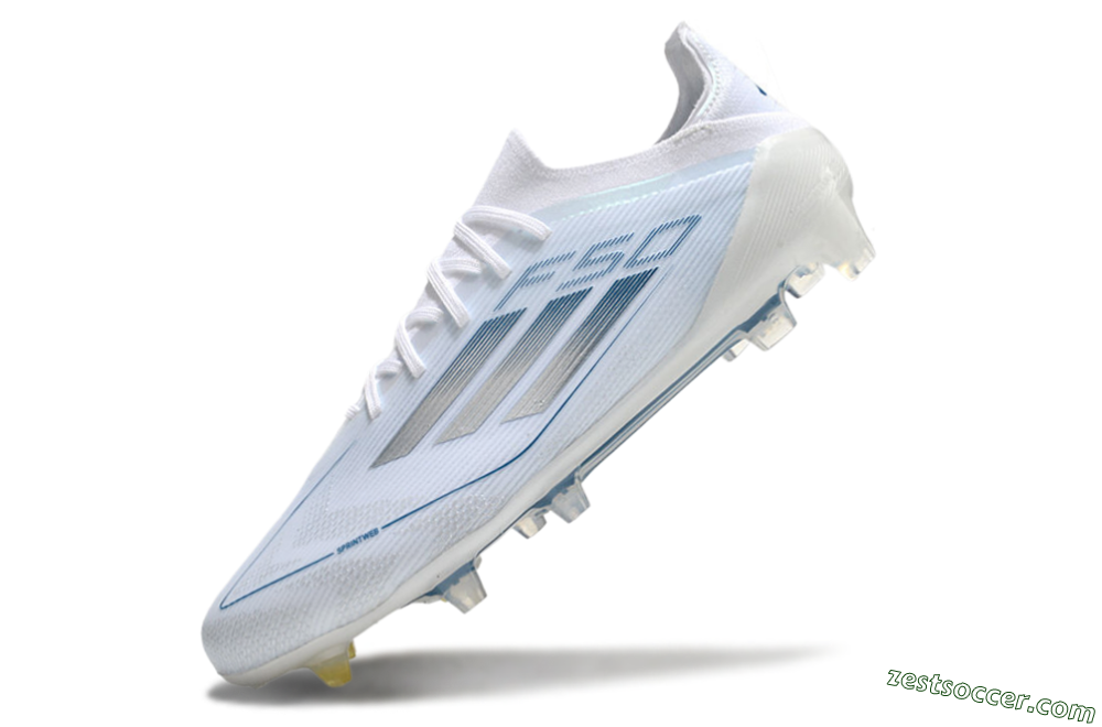 Adidas F50 Elite FG Low-Tops Soccer Cleats - White/Silver/Blue 5