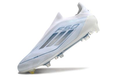 Adidas F50 Elite Laceless FG Low-Tops Soccer Cleats - White/Silver/Blue
